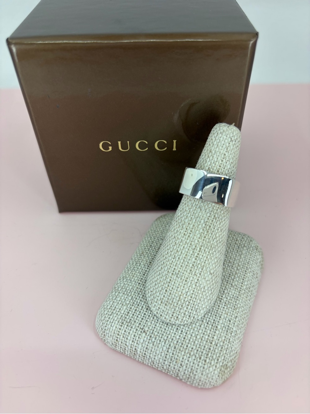 Gucci Silver High-Shine Wide Band Ring